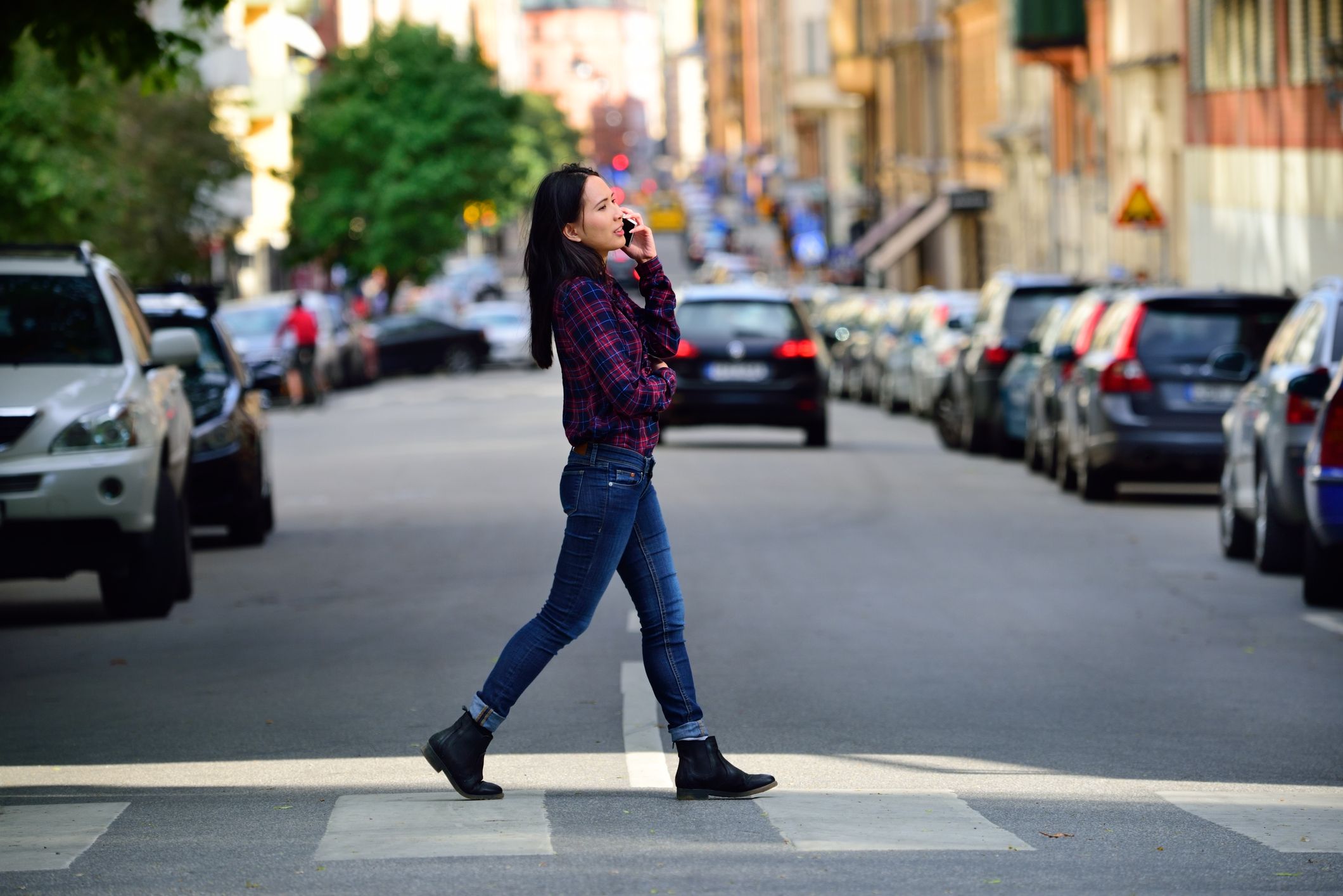 Woman in a crosswalk